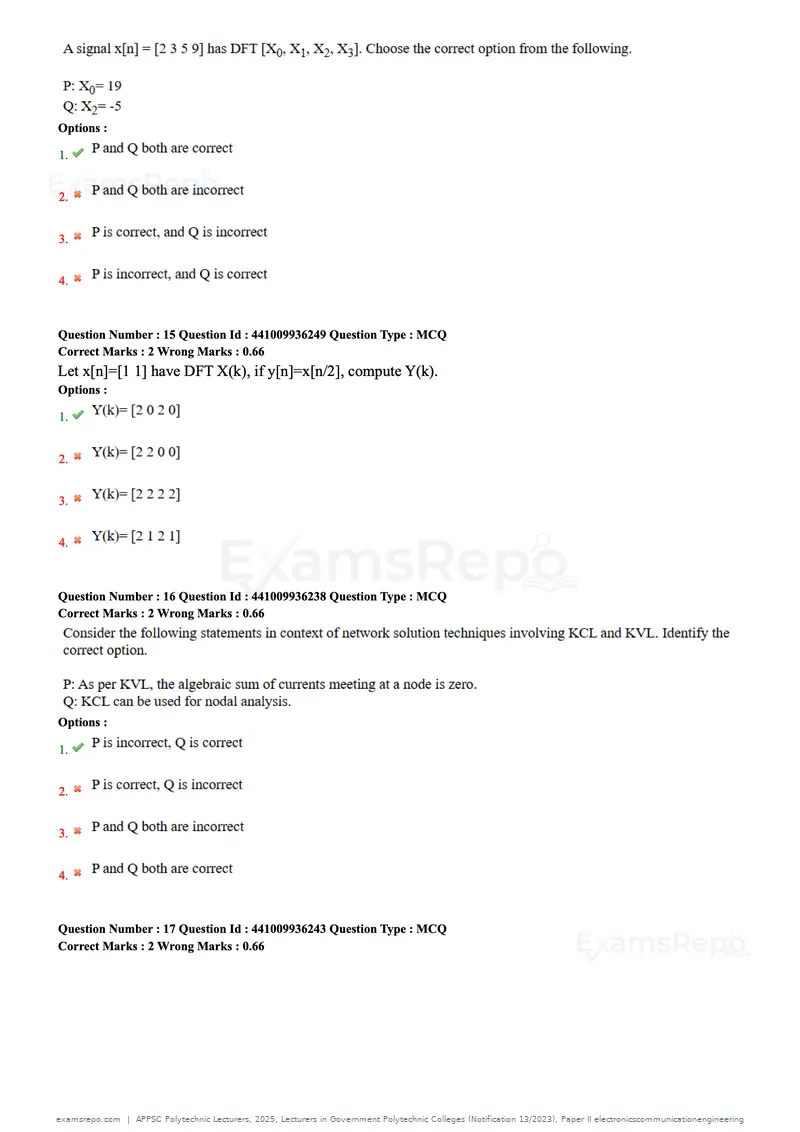 APPSC Polytechnic Lecturers 2025 question paper, Lecturers in Government Polytechnic Colleges (Notification 13/2023), Paper II electronicscommunicationengineering, page 5 of 42