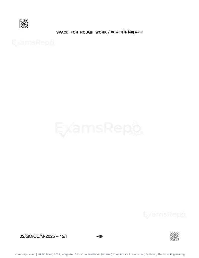 BPSC Exam 2025 question paper, Integrated 70th Combined Main (Written) Competitive Examination, Optional, Electrical Engineering, page 46 of 48