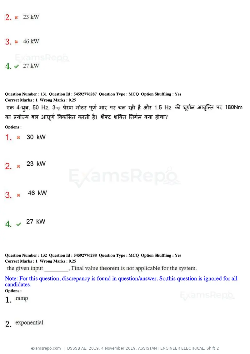 DSSSB AE 2019 question paper, 4 November 2019, ASSISTANT ENGINEER ELECTRICAL, Shift 2, page 122 of 193
