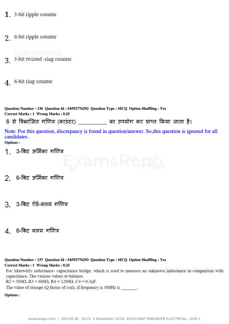 DSSSB AE 2019 question paper, 4 November 2019, ASSISTANT ENGINEER ELECTRICAL, Shift 2, page 127 of 193