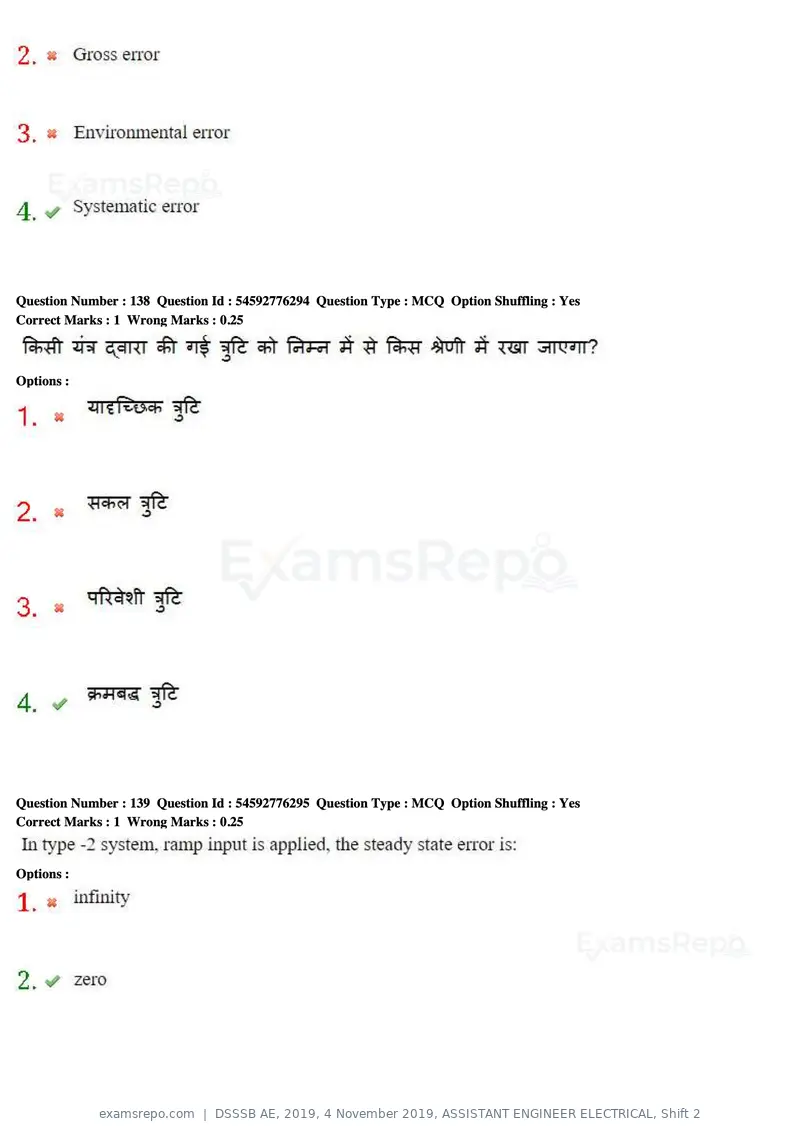 DSSSB AE 2019 question paper, 4 November 2019, ASSISTANT ENGINEER ELECTRICAL, Shift 2, page 129 of 193