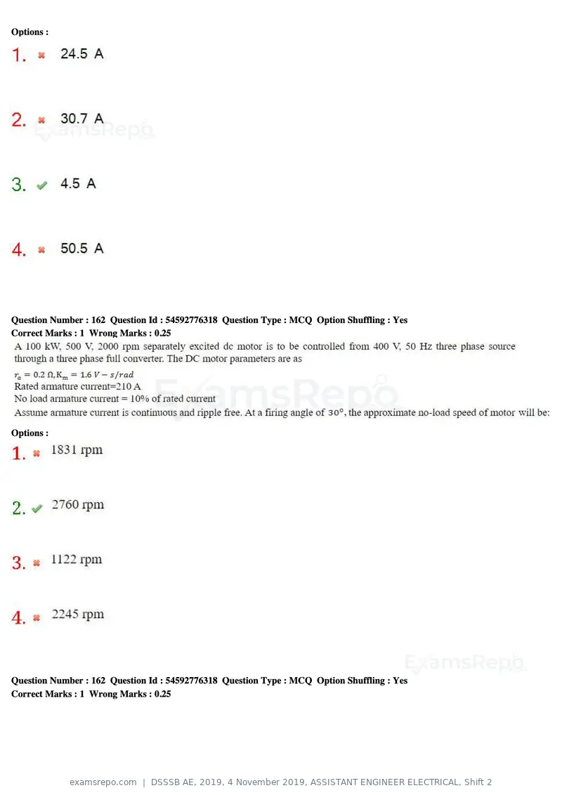 DSSSB AE 2019 question paper, 4 November 2019, ASSISTANT ENGINEER ELECTRICAL, Shift 2, page 153 of 193