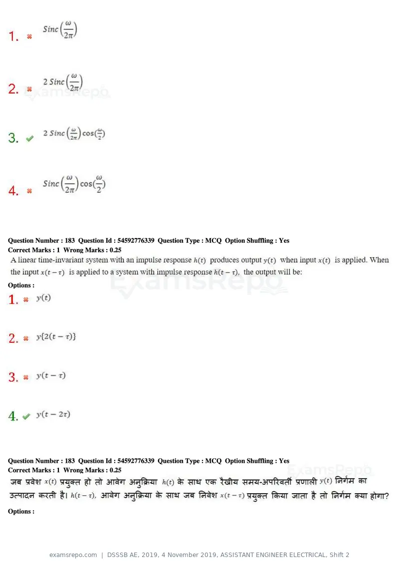 DSSSB AE 2019 question paper, 4 November 2019, ASSISTANT ENGINEER ELECTRICAL, Shift 2, page 175 of 193