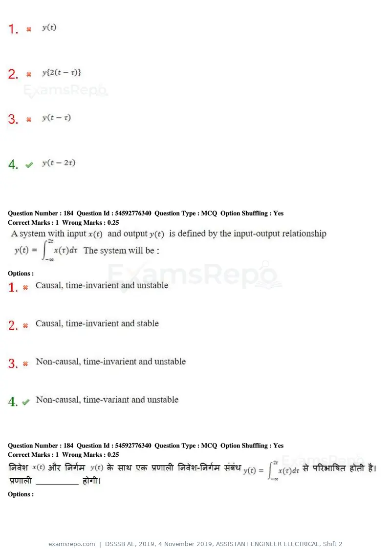 DSSSB AE 2019 question paper, 4 November 2019, ASSISTANT ENGINEER ELECTRICAL, Shift 2, page 176 of 193