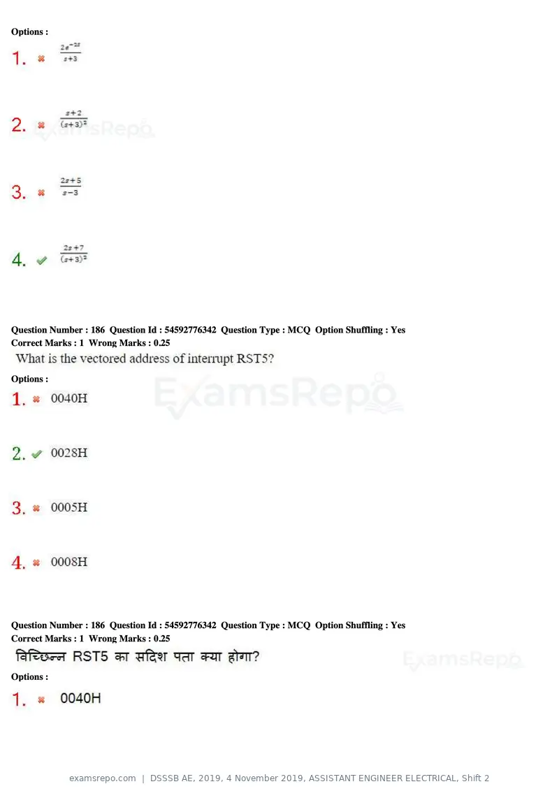 DSSSB AE 2019 question paper, 4 November 2019, ASSISTANT ENGINEER ELECTRICAL, Shift 2, page 178 of 193