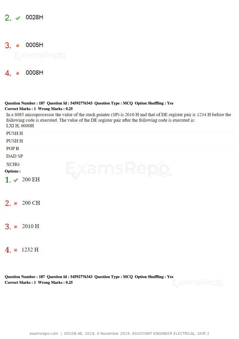DSSSB AE 2019 question paper, 4 November 2019, ASSISTANT ENGINEER ELECTRICAL, Shift 2, page 179 of 193
