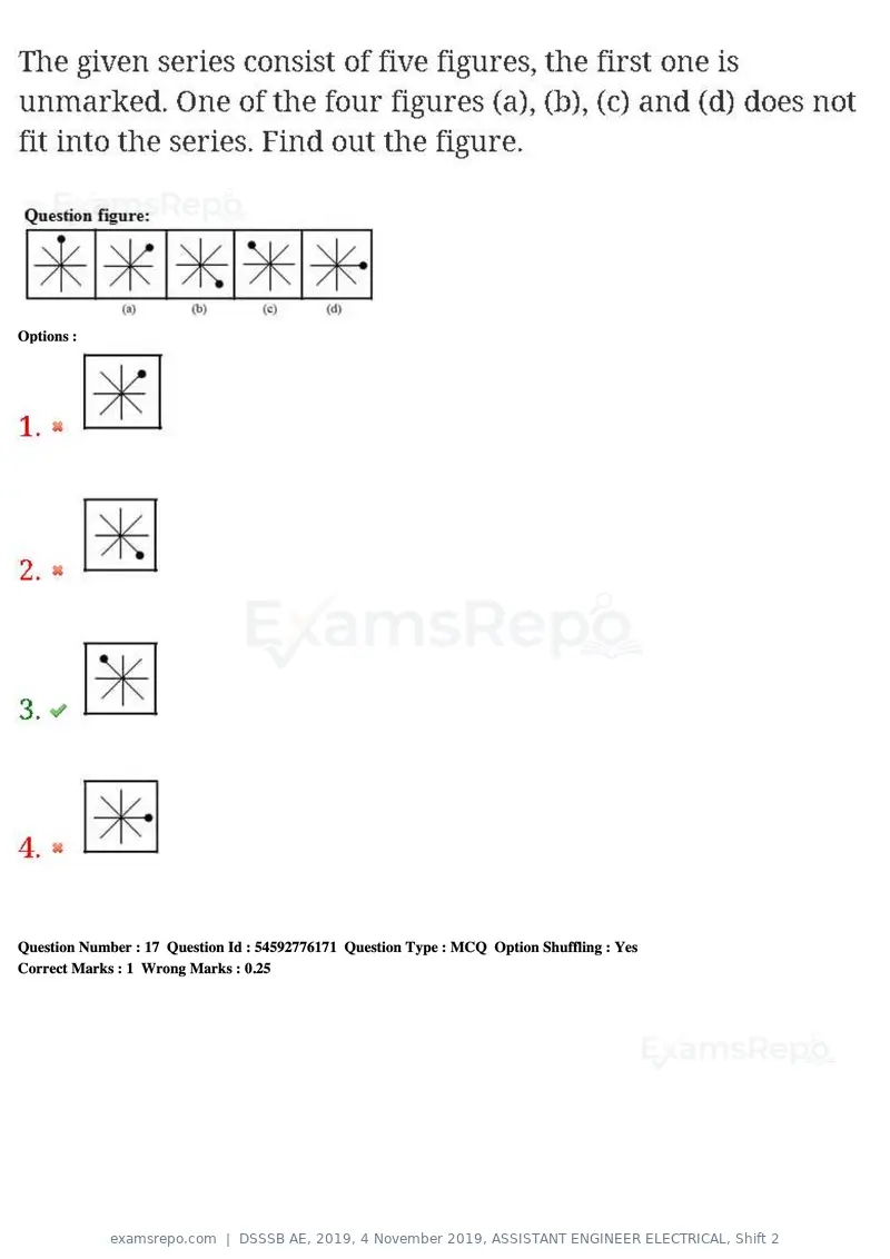 DSSSB AE 2019 question paper, 4 November 2019, ASSISTANT ENGINEER ELECTRICAL, Shift 2, page 19 of 193