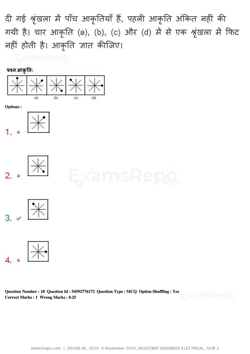 DSSSB AE 2019 question paper, 4 November 2019, ASSISTANT ENGINEER ELECTRICAL, Shift 2, page 20 of 193