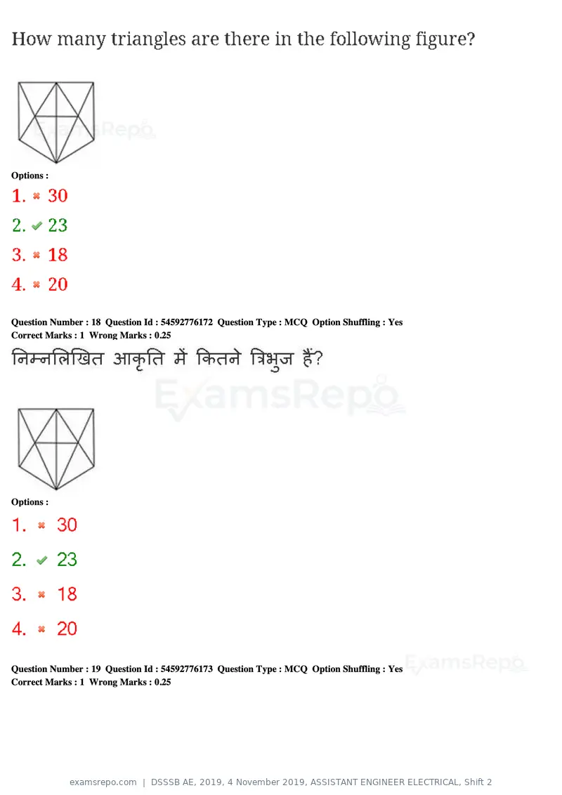 DSSSB AE 2019 question paper, 4 November 2019, ASSISTANT ENGINEER ELECTRICAL, Shift 2, page 21 of 193