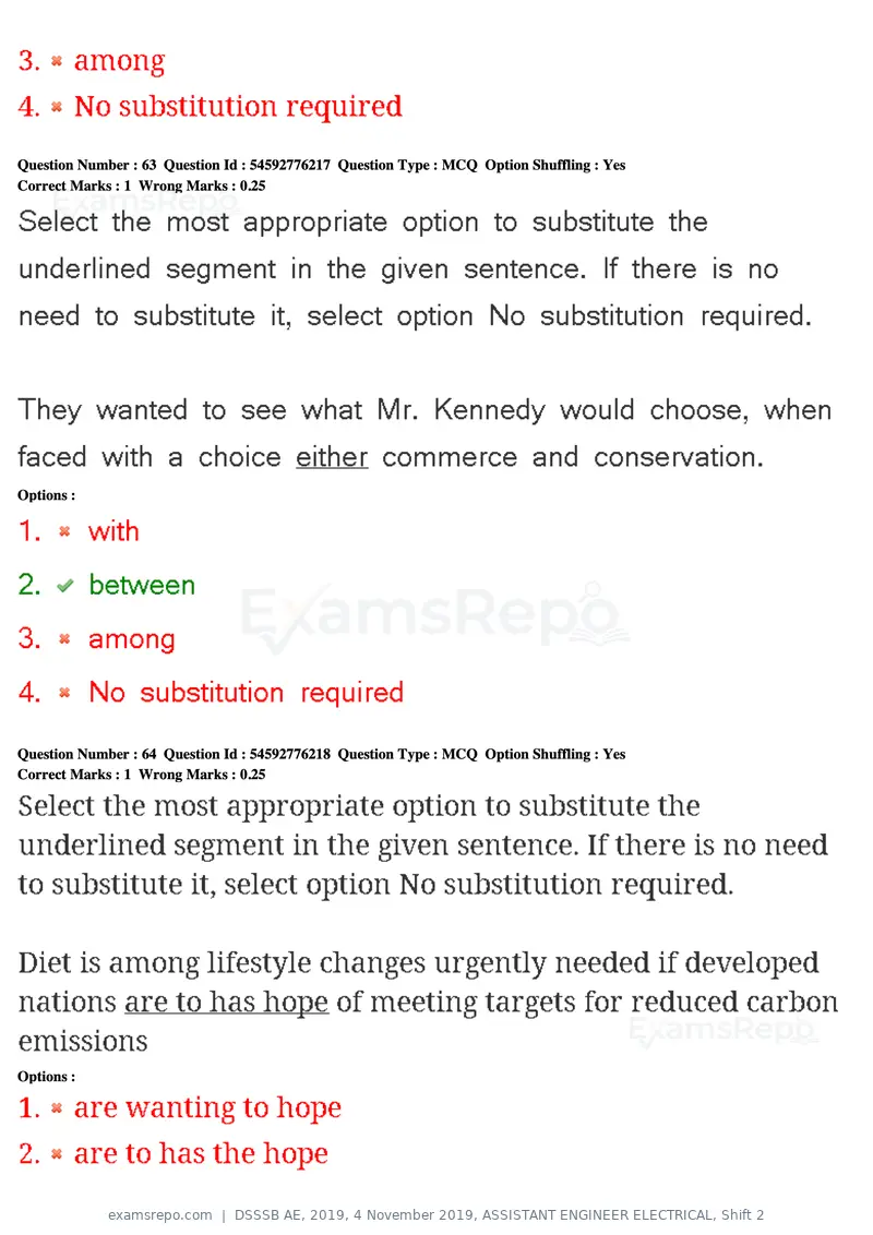 DSSSB AE 2019 question paper, 4 November 2019, ASSISTANT ENGINEER ELECTRICAL, Shift 2, page 59 of 193