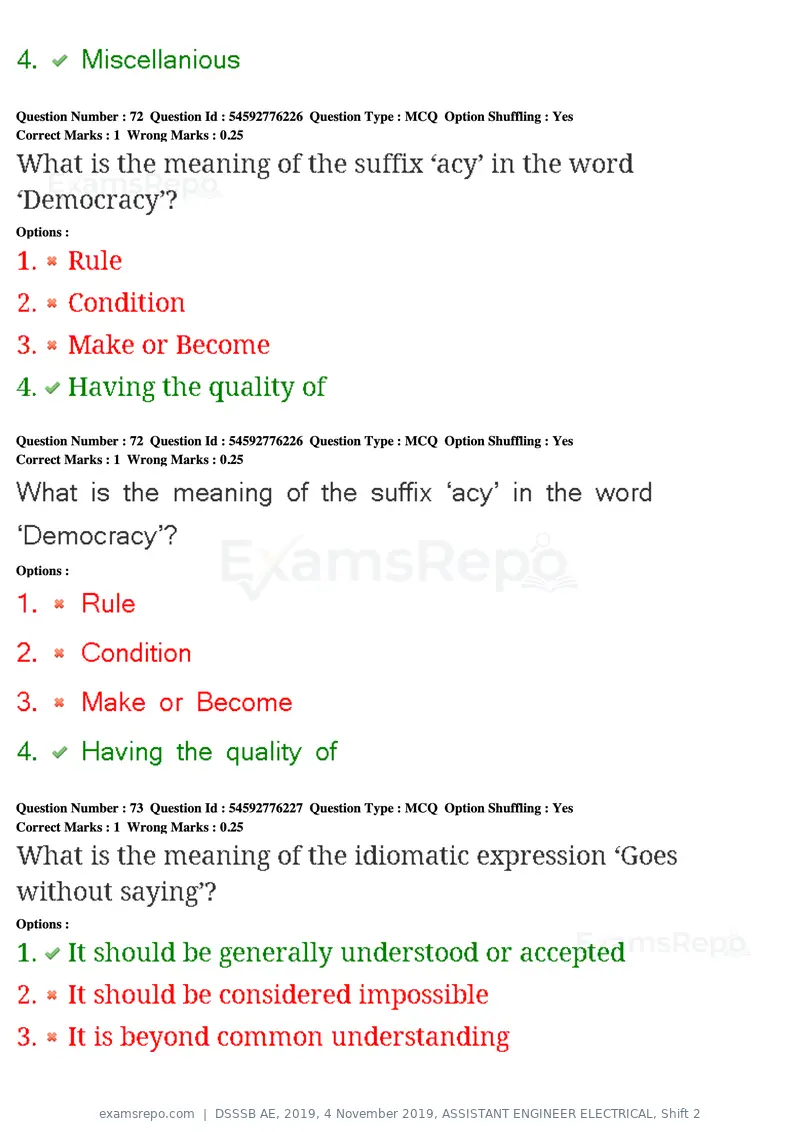 DSSSB AE 2019 question paper, 4 November 2019, ASSISTANT ENGINEER ELECTRICAL, Shift 2, page 68 of 193
