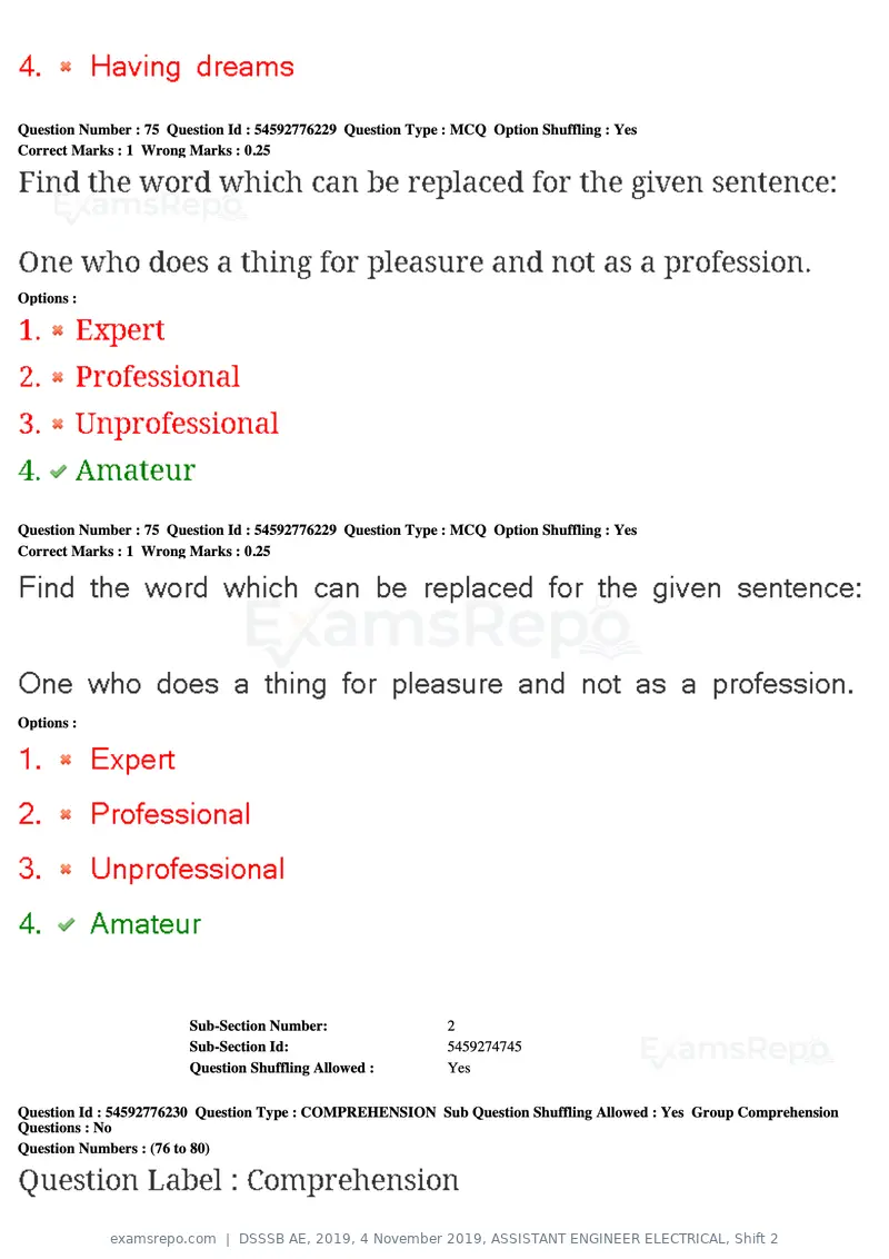 DSSSB AE 2019 question paper, 4 November 2019, ASSISTANT ENGINEER ELECTRICAL, Shift 2, page 70 of 193