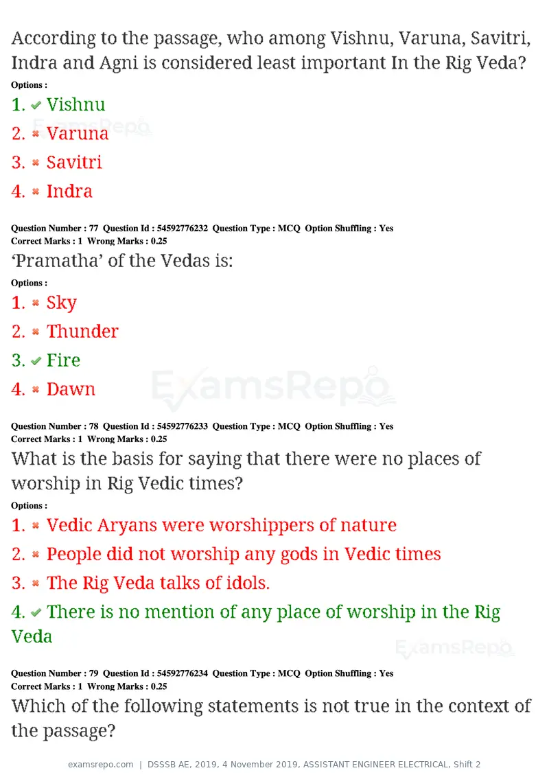 DSSSB AE 2019 question paper, 4 November 2019, ASSISTANT ENGINEER ELECTRICAL, Shift 2, page 72 of 193