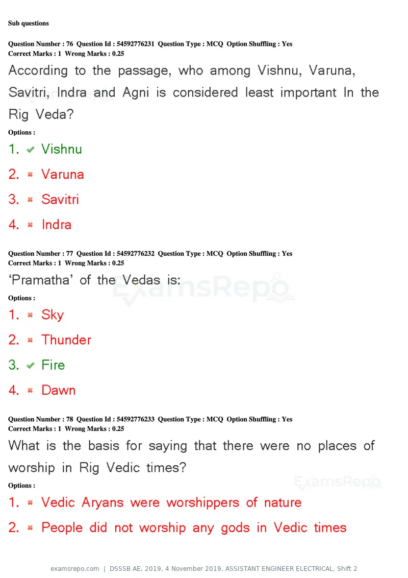 DSSSB AE 2019 question paper, 4 November 2019, ASSISTANT ENGINEER ELECTRICAL, Shift 2, page 75 of 193