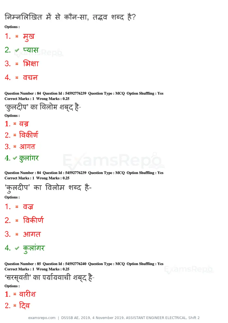 DSSSB AE 2019 question paper, 4 November 2019, ASSISTANT ENGINEER ELECTRICAL, Shift 2, page 79 of 193