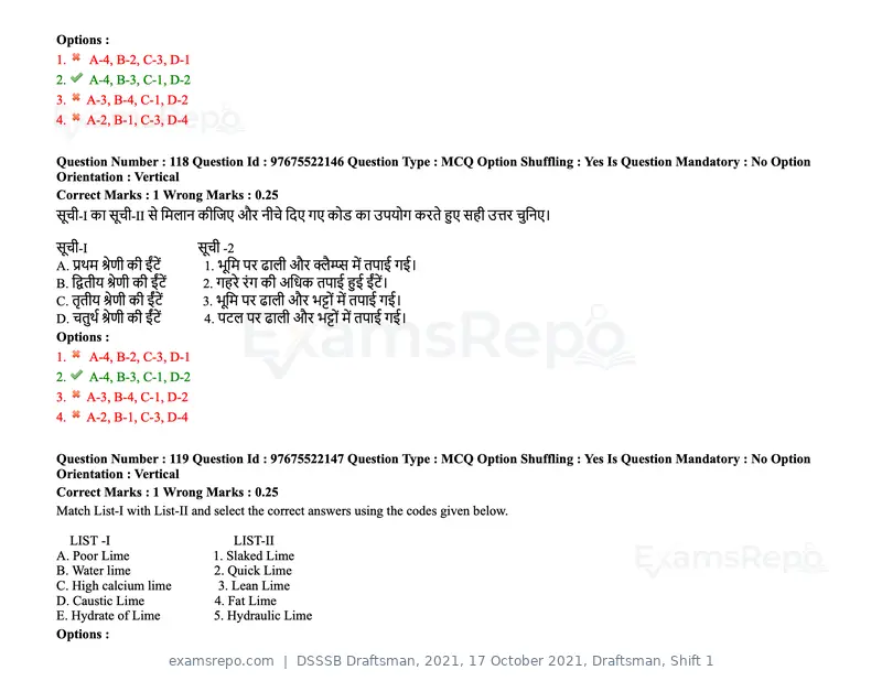 DSSSB Draftsman 2021 question paper, 17 October 2021, Draftsman, Shift 1, page 102 of 162