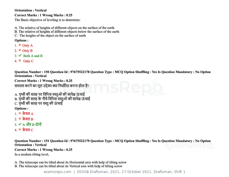 DSSSB Draftsman 2021 question paper, 17 October 2021, Draftsman, Shift 1, page 127 of 162