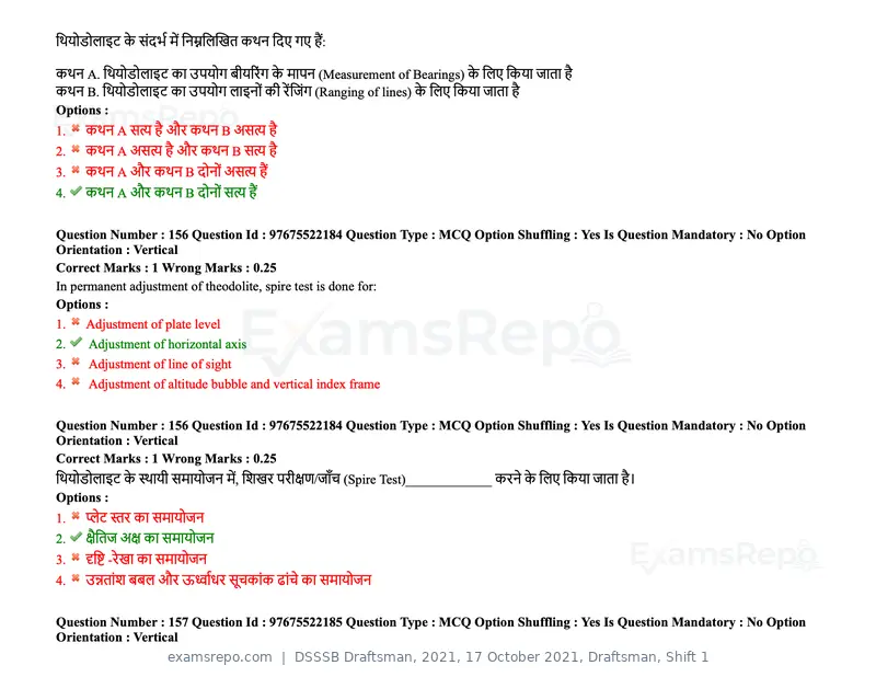 DSSSB Draftsman 2021 question paper, 17 October 2021, Draftsman, Shift 1, page 131 of 162