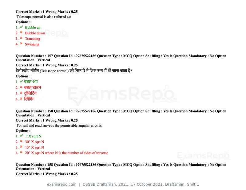 DSSSB Draftsman 2021 question paper, 17 October 2021, Draftsman, Shift 1, page 132 of 162