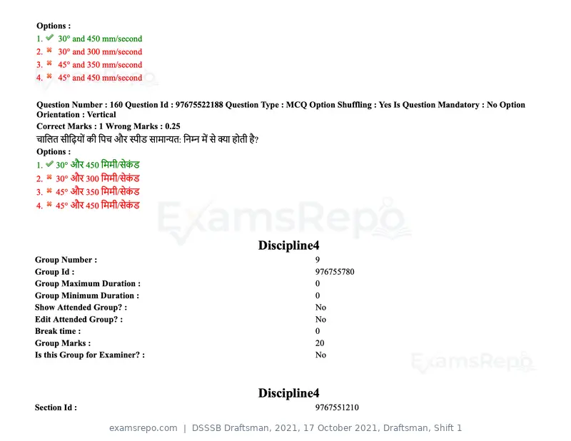 DSSSB Draftsman 2021 question paper, 17 October 2021, Draftsman, Shift 1, page 134 of 162