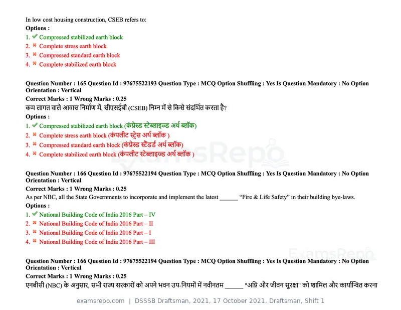 DSSSB Draftsman 2021 question paper, 17 October 2021, Draftsman, Shift 1, page 138 of 162