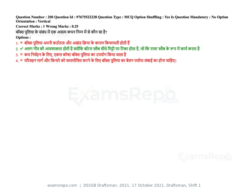 DSSSB Draftsman 2021 question paper, 17 October 2021, Draftsman, Shift 1, page 162 of 162