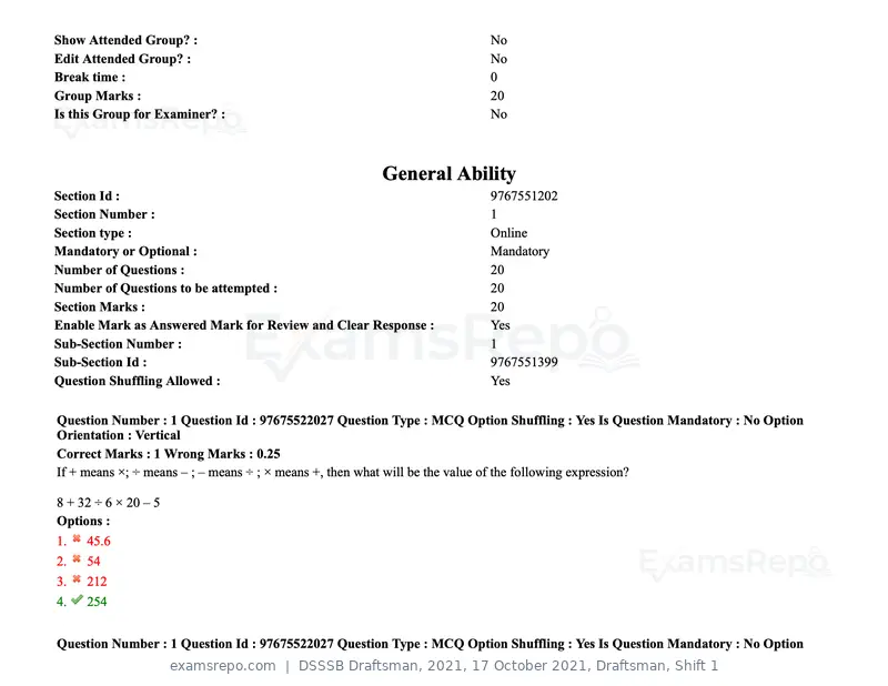 DSSSB Draftsman 2021 question paper, 17 October 2021, Draftsman, Shift 1, page 2 of 162