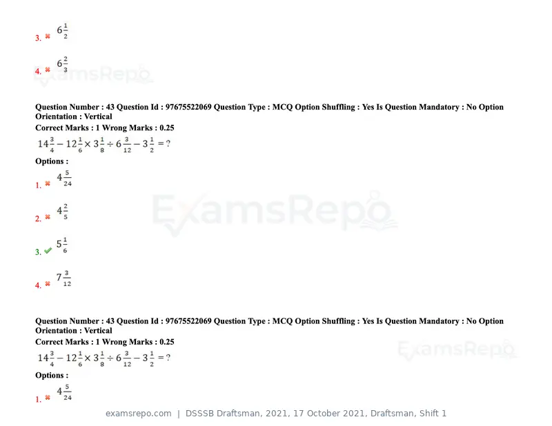 DSSSB Draftsman 2021 question paper, 17 October 2021, Draftsman, Shift 1, page 34 of 162