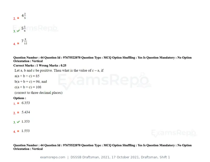 DSSSB Draftsman 2021 question paper, 17 October 2021, Draftsman, Shift 1, page 35 of 162