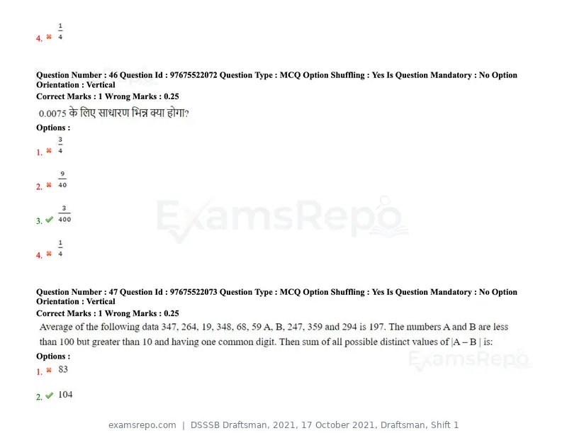 DSSSB Draftsman 2021 question paper, 17 October 2021, Draftsman, Shift 1, page 38 of 162