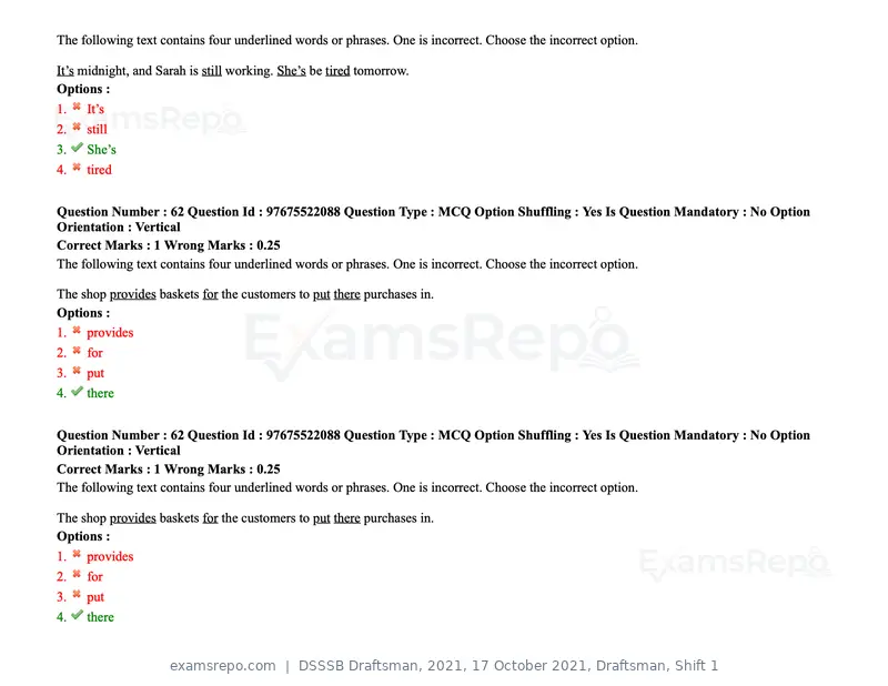 DSSSB Draftsman 2021 question paper, 17 October 2021, Draftsman, Shift 1, page 59 of 162