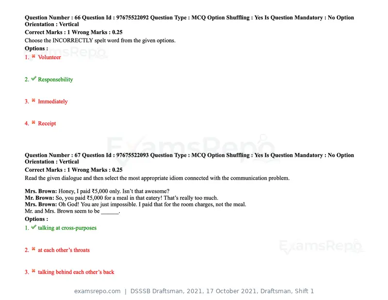 DSSSB Draftsman 2021 question paper, 17 October 2021, Draftsman, Shift 1, page 63 of 162