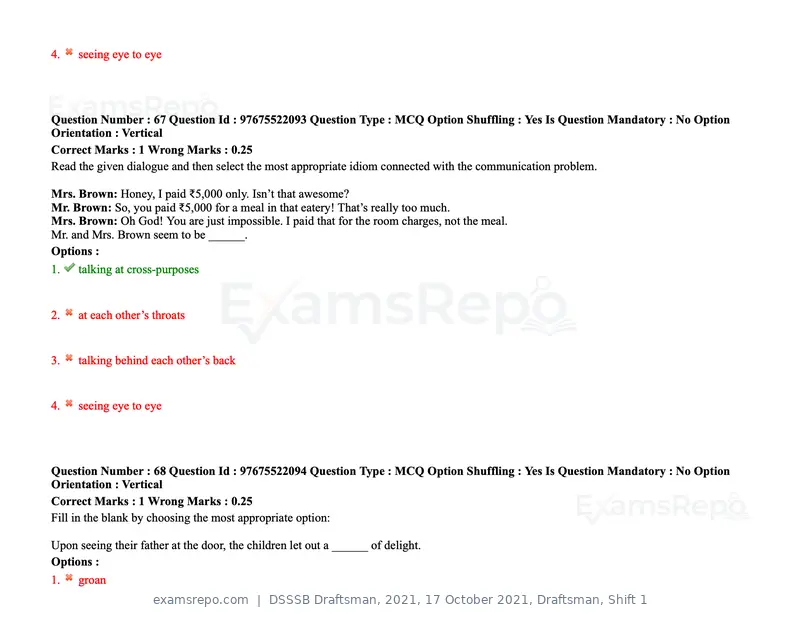 DSSSB Draftsman 2021 question paper, 17 October 2021, Draftsman, Shift 1, page 64 of 162