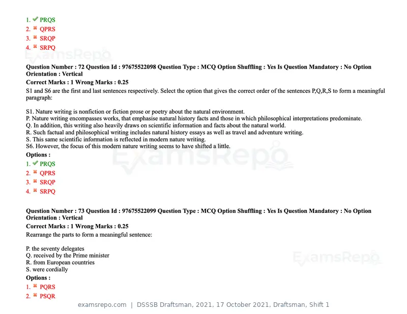 DSSSB Draftsman 2021 question paper, 17 October 2021, Draftsman, Shift 1, page 68 of 162