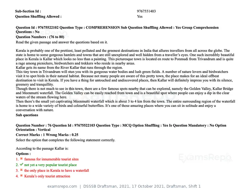 DSSSB Draftsman 2021 question paper, 17 October 2021, Draftsman, Shift 1, page 71 of 162