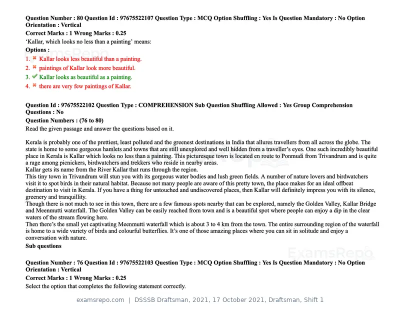 DSSSB Draftsman 2021 question paper, 17 October 2021, Draftsman, Shift 1, page 73 of 162