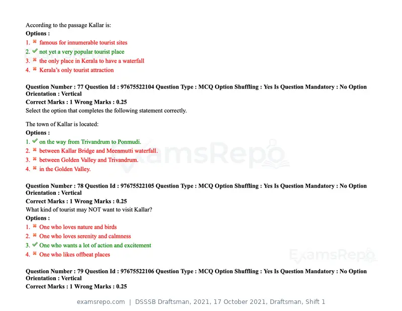 DSSSB Draftsman 2021 question paper, 17 October 2021, Draftsman, Shift 1, page 74 of 162
