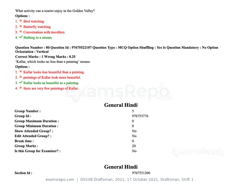 DSSSB Draftsman 2021 question paper, 17 October 2021, Draftsman, Shift 1, page 75 of 162