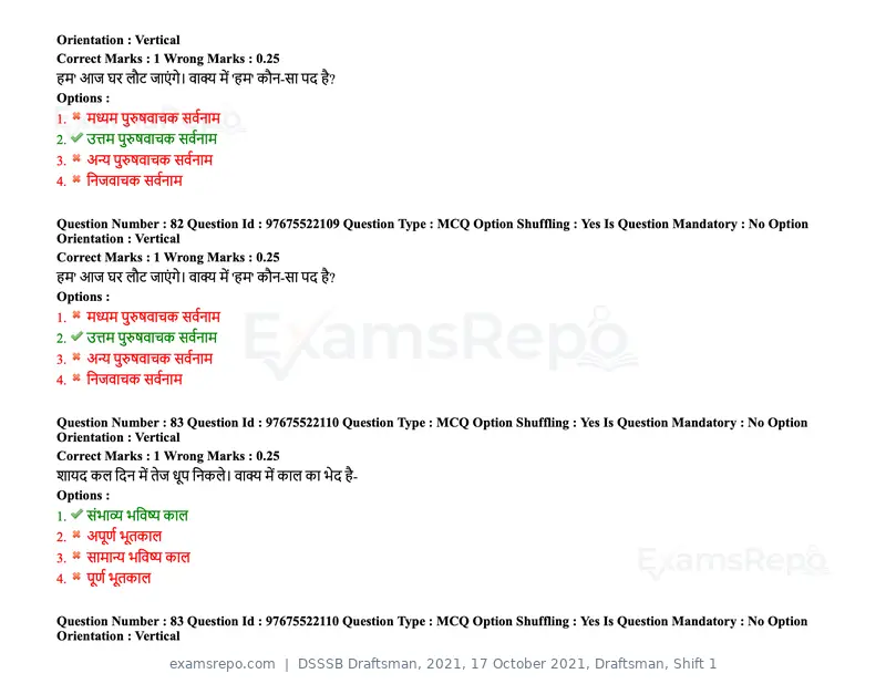 DSSSB Draftsman 2021 question paper, 17 October 2021, Draftsman, Shift 1, page 77 of 162