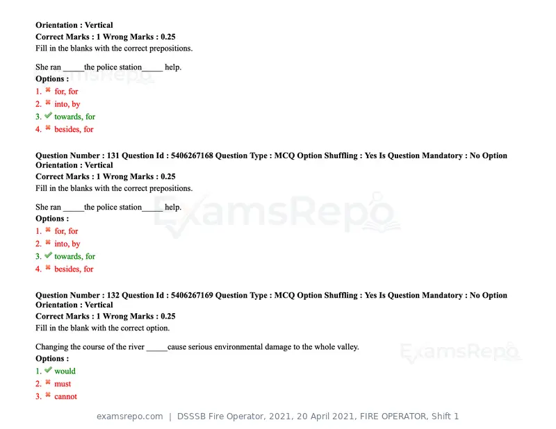 DSSSB Fire Operator 2021 question paper, 20 April 2021, FIRE OPERATOR, Shift 1, page 118 of 170