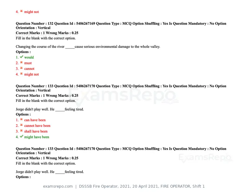 DSSSB Fire Operator 2021 question paper, 20 April 2021, FIRE OPERATOR, Shift 1, page 119 of 170