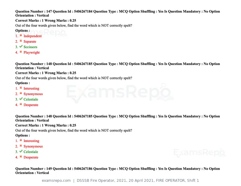 DSSSB Fire Operator 2021 question paper, 20 April 2021, FIRE OPERATOR, Shift 1, page 131 of 170