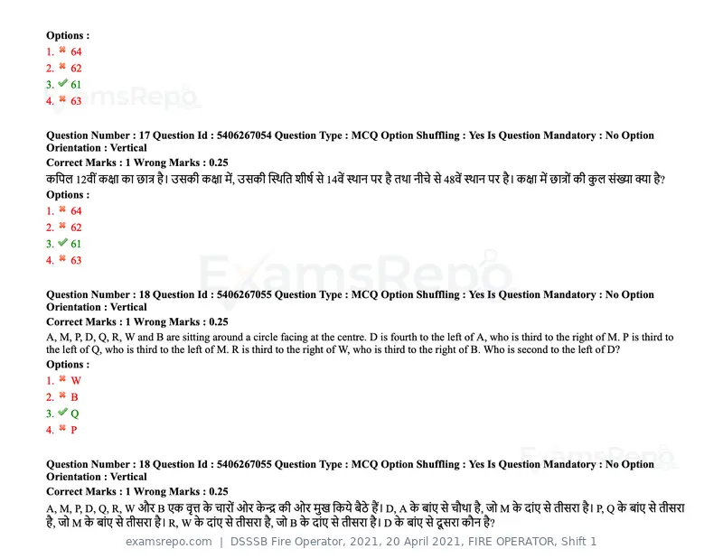 DSSSB Fire Operator 2021 question paper, 20 April 2021, FIRE OPERATOR, Shift 1, page 14 of 170
