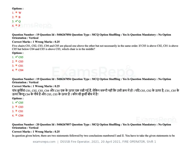 DSSSB Fire Operator 2021 question paper, 20 April 2021, FIRE OPERATOR, Shift 1, page 15 of 170