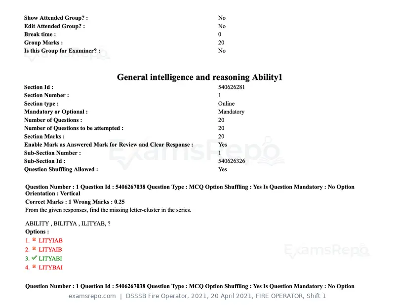 DSSSB Fire Operator 2021 question paper, 20 April 2021, FIRE OPERATOR, Shift 1, page 2 of 170