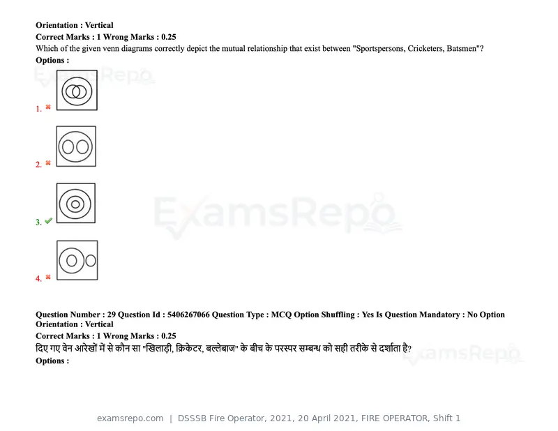 DSSSB Fire Operator 2021 question paper, 20 April 2021, FIRE OPERATOR, Shift 1, page 25 of 170