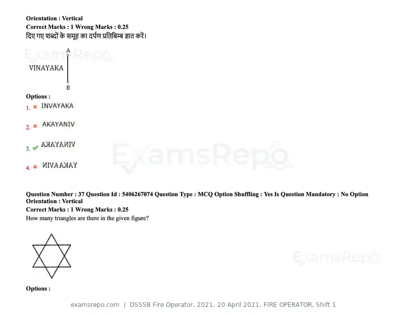 DSSSB Fire Operator 2021 question paper, 20 April 2021, FIRE OPERATOR, Shift 1, page 33 of 170