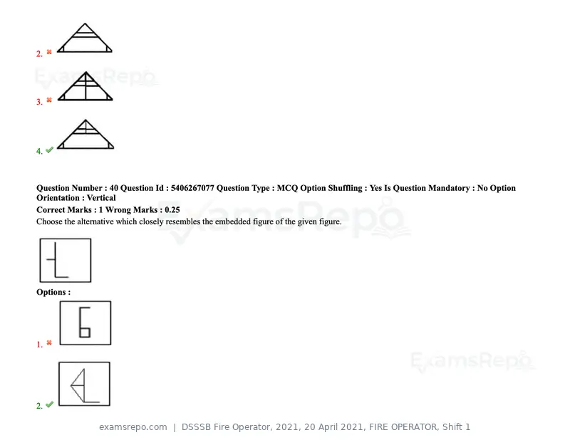 DSSSB Fire Operator 2021 question paper, 20 April 2021, FIRE OPERATOR, Shift 1, page 37 of 170