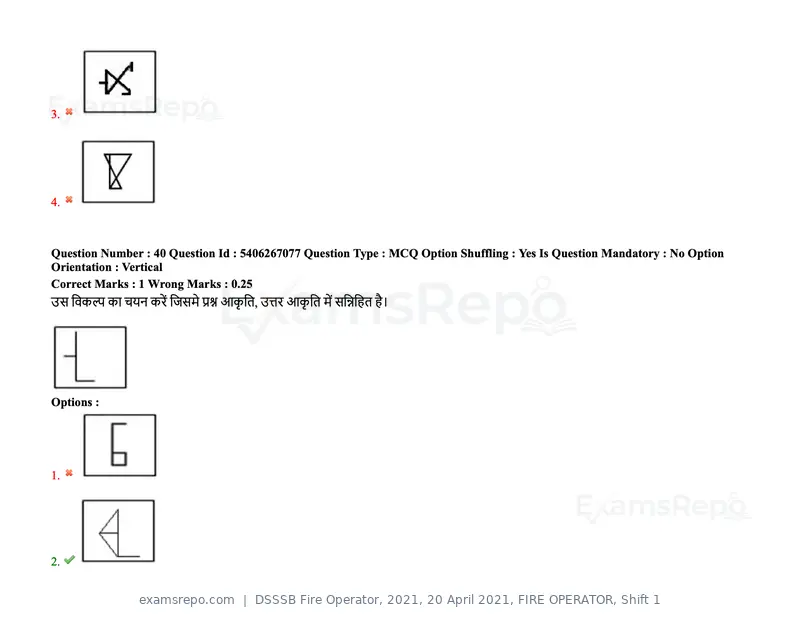 DSSSB Fire Operator 2021 question paper, 20 April 2021, FIRE OPERATOR, Shift 1, page 38 of 170