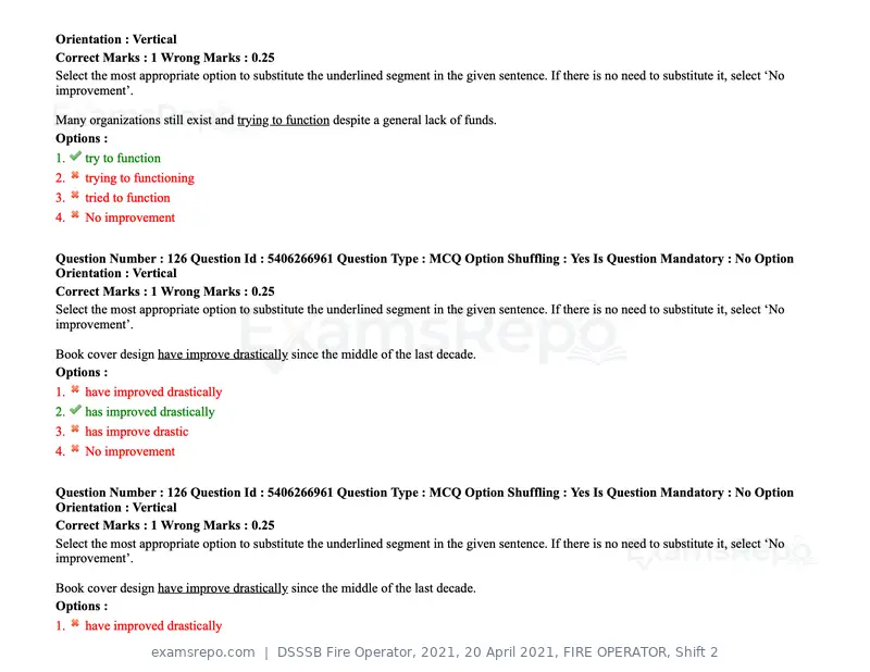 DSSSB Fire Operator 2021 question paper, 20 April 2021, FIRE OPERATOR, Shift 2, page 115 of 172